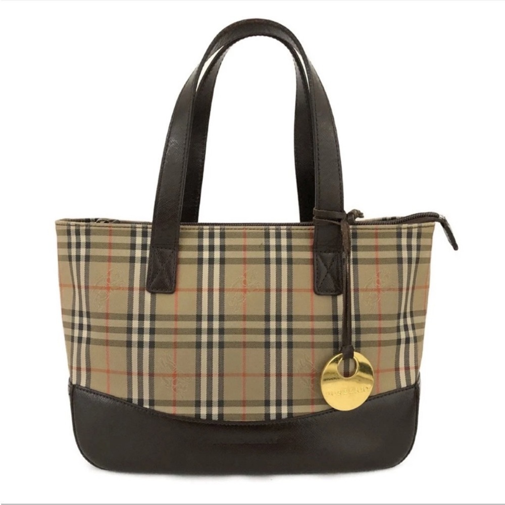 Burberry Beige and Brown Checkered Tote